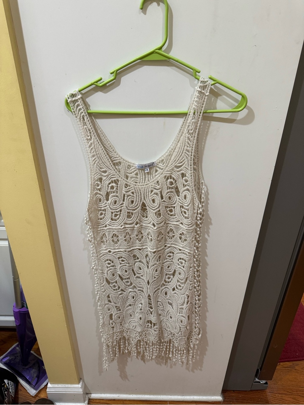 Crochet Fringe Tank Dress - Cream